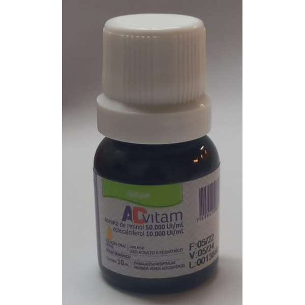 Ad-Vitam - Acetato de retinol 50.000 UI +  Colecalciferol 10.000 UI Gotas 10ml